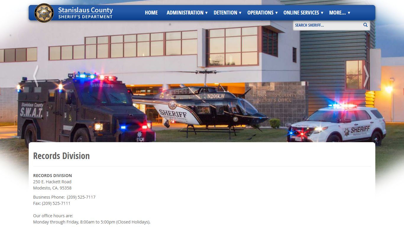 Records Division - Stanislaus County Sheriff's Department